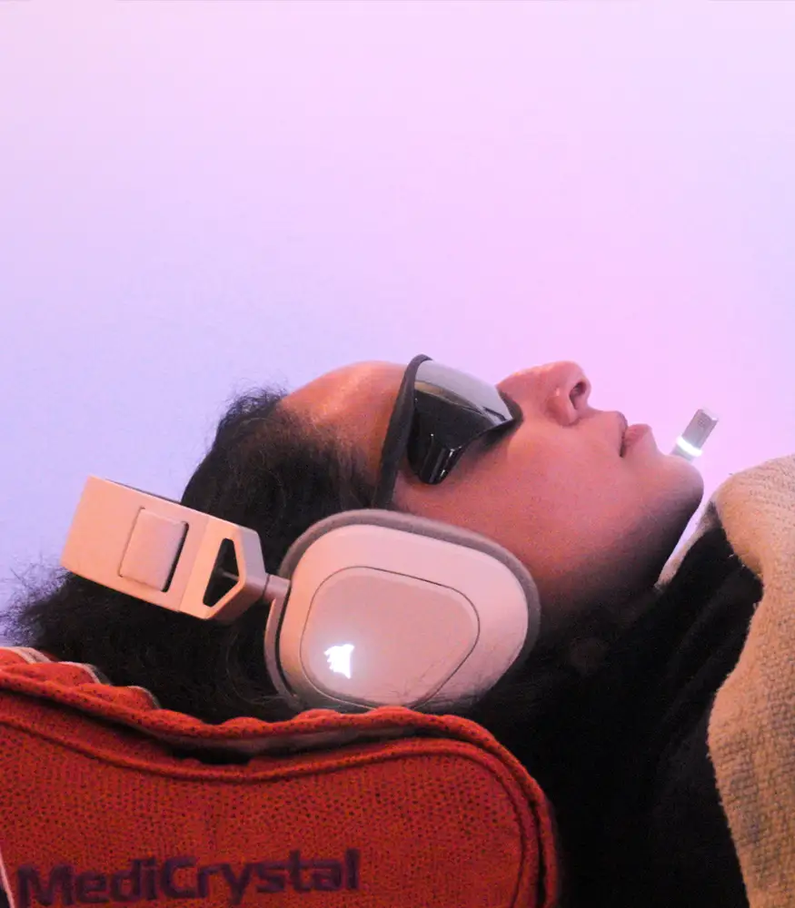SoundSelf session — LED glasses purple ambient